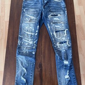 Men's Skinny Distressed Jeans - Blue